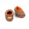 Natural wool slippers for women brown alpaca with orange inner layer - Image 2