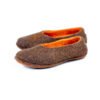 Natural wool slippers for women brown alpaca with orange inner layer - Image 3
