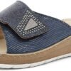 inblu women's faux leather with adjustable strap, rhinestone details, leather footbed, from 35 to 41 slide sandals