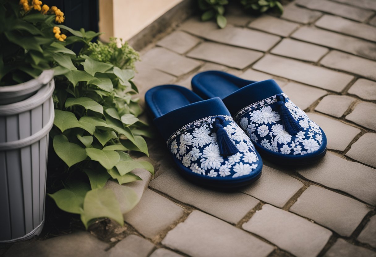 Slippers placed outside a home, a sign of cultural respect before entering